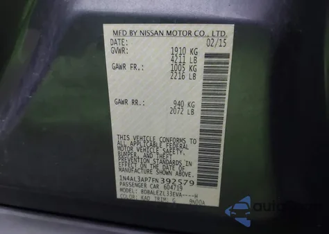 2015 Nissan Altima 2.5 S from USA, damaged, VIN 1N4AL3AP7FN392579